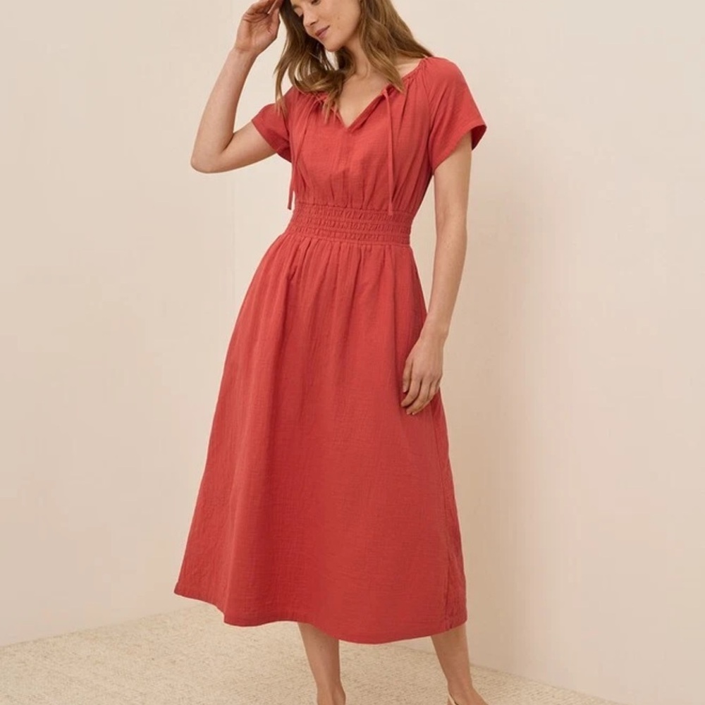 Pact Coastal Gauze Boho Midi Dress